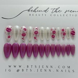 24pc Long Almond Press On Nails